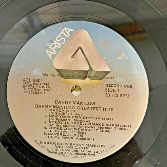 Barry Manilow – Greatest Hits 2 LP (1978 Arista AL 8507 Gatefold) - Picture 11 of 16